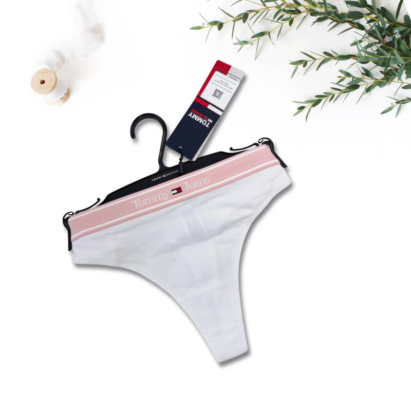 Dámská tanga UW0UW04199-YBR bílo-růžové - Tommy Hilfiger  S