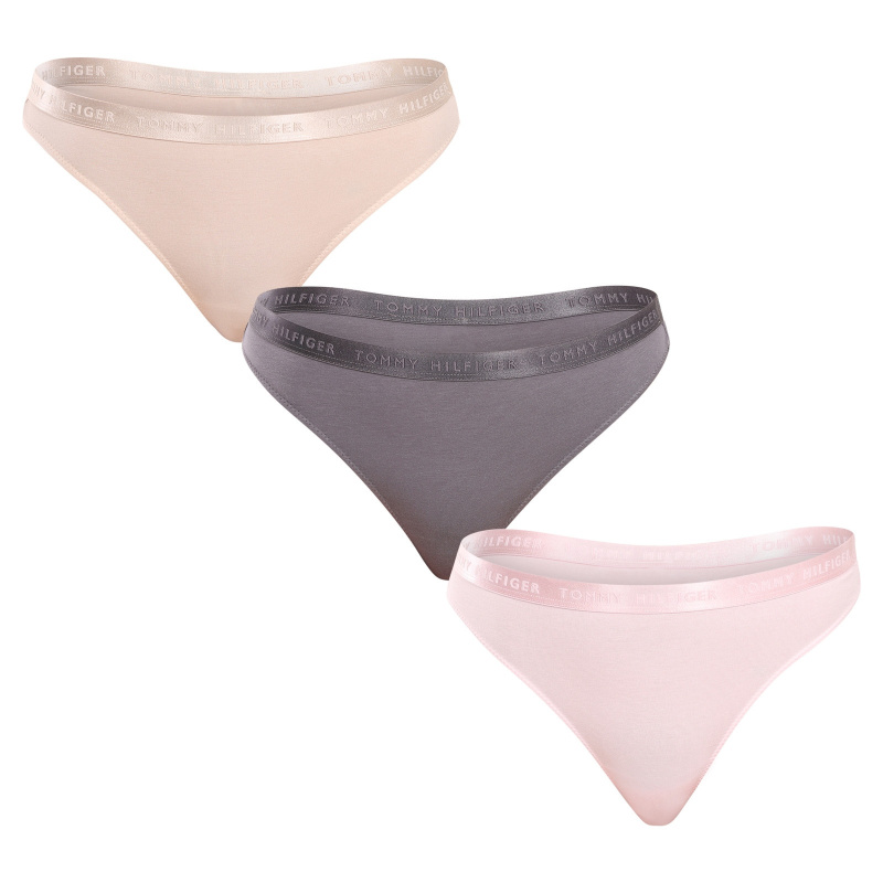 3PACK dámská tanga Tommy Hilfiger nadrozměr vícebarevná (UW0UW04480 0R4) XXL