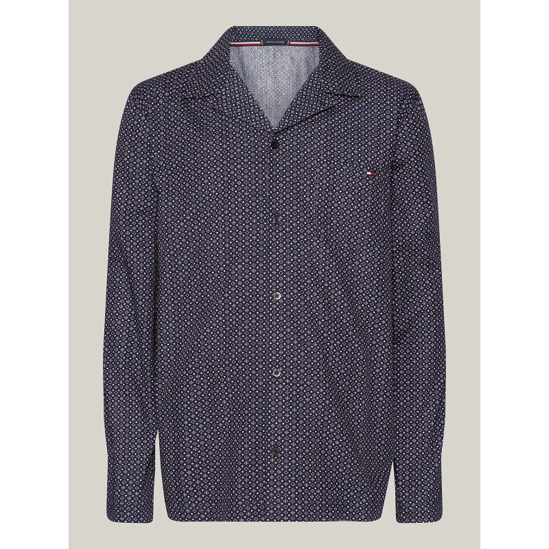 Pánská pyžamová košile UM0UM02992 02E tm modrá s potiskem - Tommy Hilfiger M