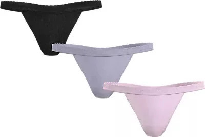 Dámská tanga 3Pack UW0UW05017 0V9 černé/fialové/sv. růžové - Tommy Hilfiger L