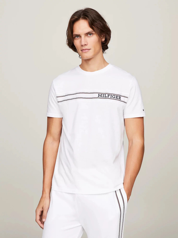 Pánské tričko UM0UM03196 YBR bílé - Tommy Hilfiger XL