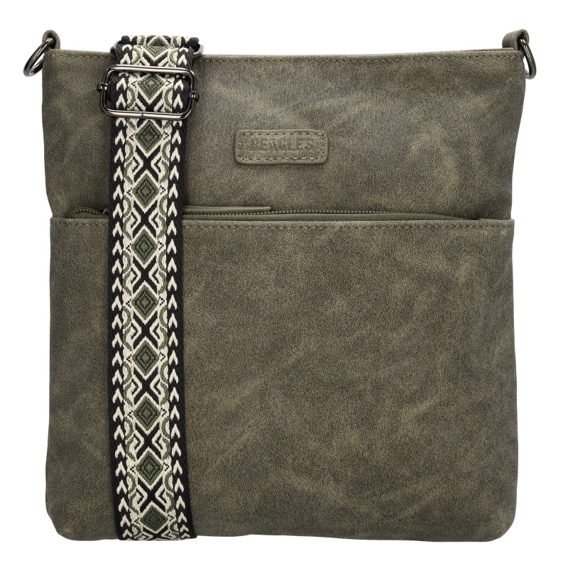 Beagles Malaga dámská crossbody taška s dekorativním popruhem - olivová - 26,5 cm