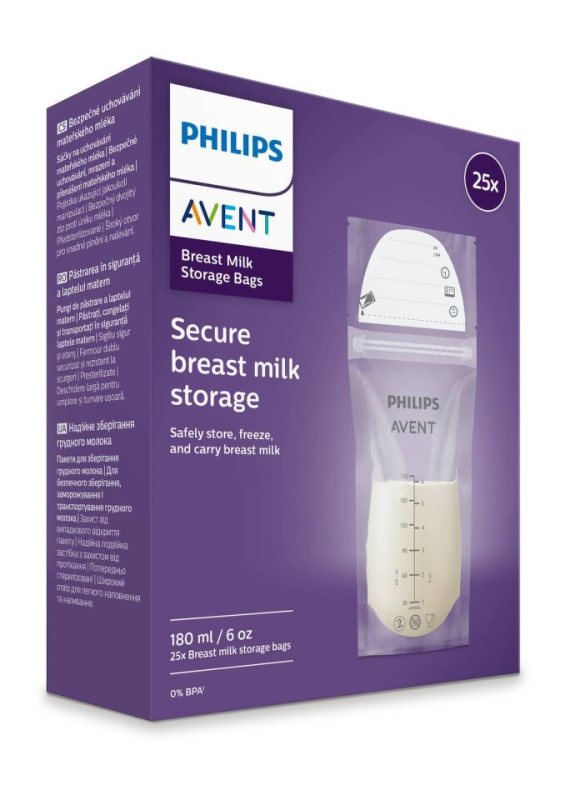 Philips Avent Breast Milk Bags SCF603/25 sáček na uchování mateřského mléka 25x180 ml