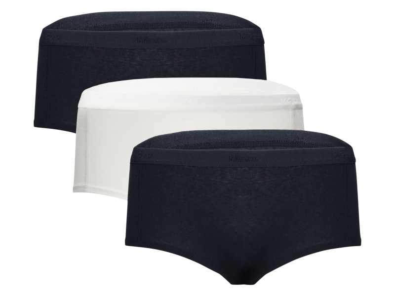 Mexx Dámské kalhotky Hipster, 3 kusy (navy modrá / bílá, L)
