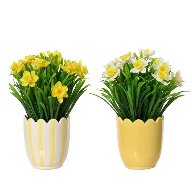Kaemingk Umělá rostlina v květináči narcis různé barvy pr. 11,5 x 30 cm, 1 ks