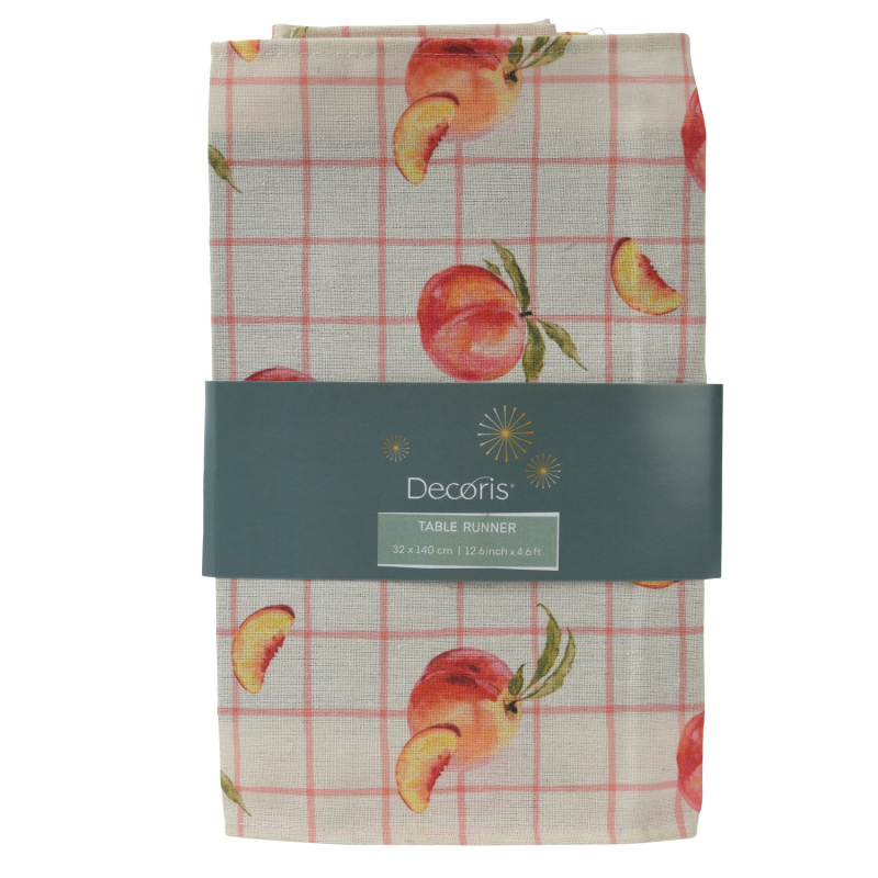 Decoris Běhoun na stůl s motivy broskví, 32 x 140 cm