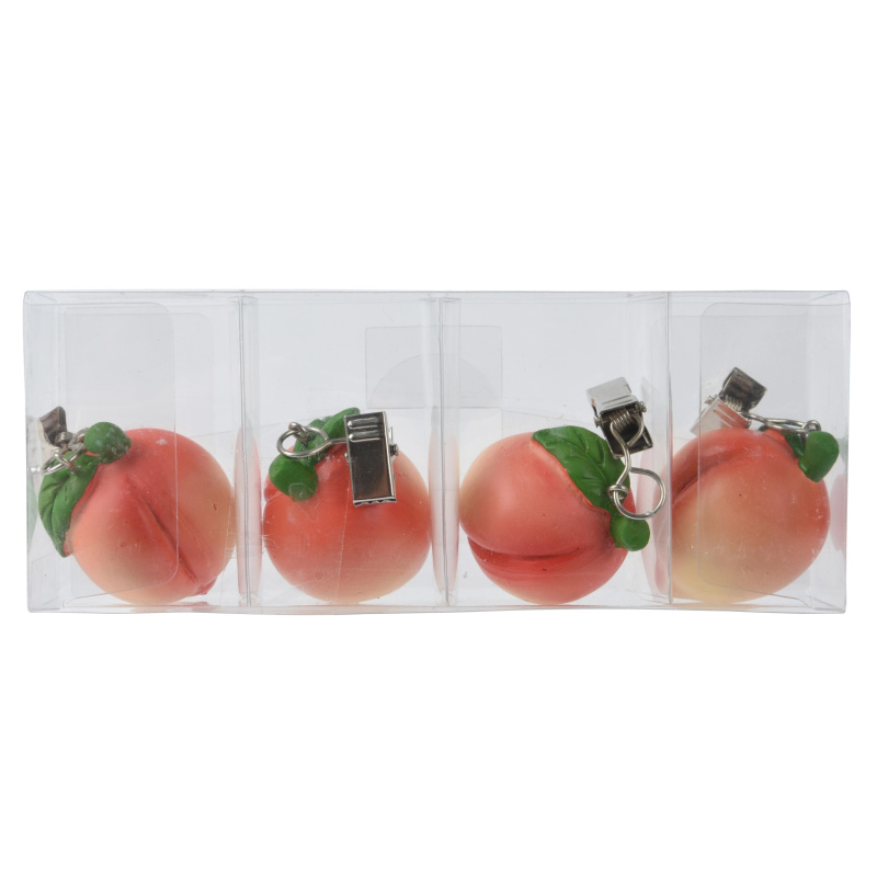 Těžítka na ubrus se sponkami s motivem broskví, 4 ks