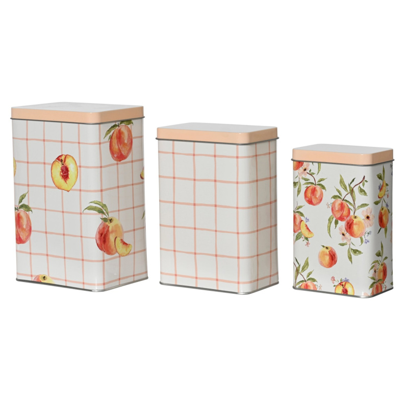 Sada hranatých dóz s motivem broskví, 3dílná