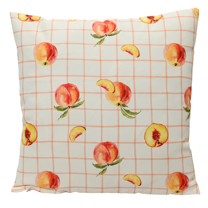 Dekorativní polštář s motivem broskví, polyester, 45 x 45 cm