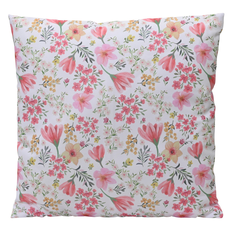 Dekorativní polštář s motivem květin, polyester, 45 x 45 cm
