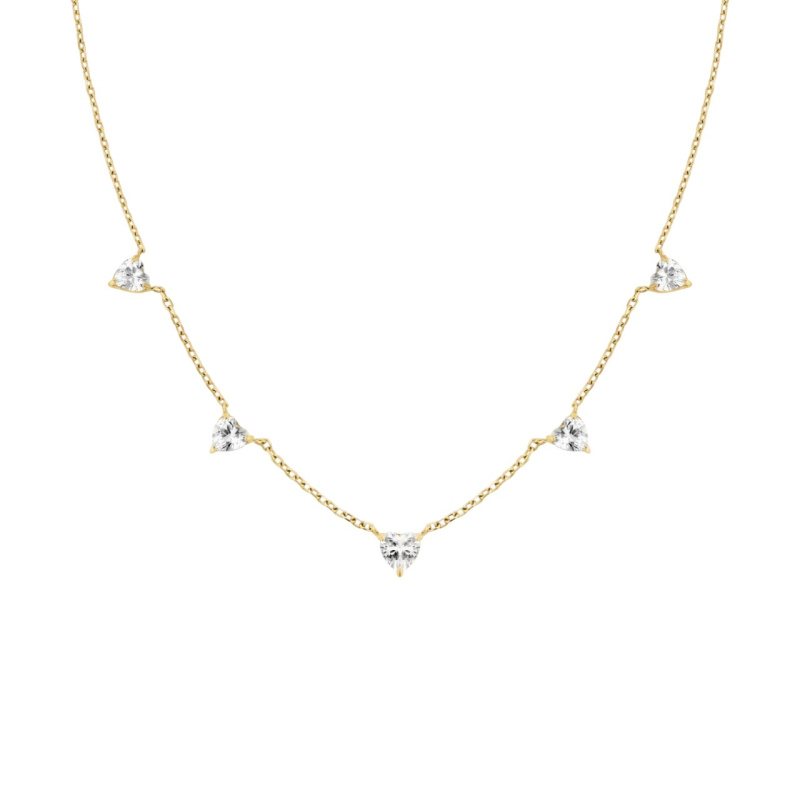 Rosefield Pozlacený ocelový náhrdelník se srdíčky JNRHG-J1005