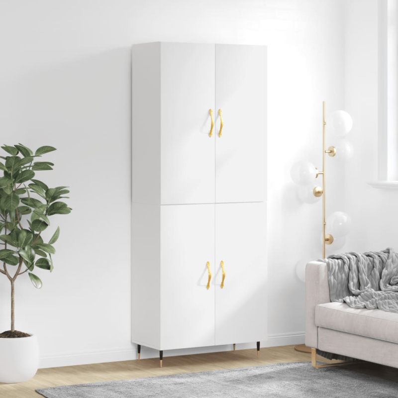 Skříň Highboard 69,5 X 34 X 180 Cm Kompozitní Dřevo - Kouřový dub / 1 prosklená dvířka 3 zásuvky