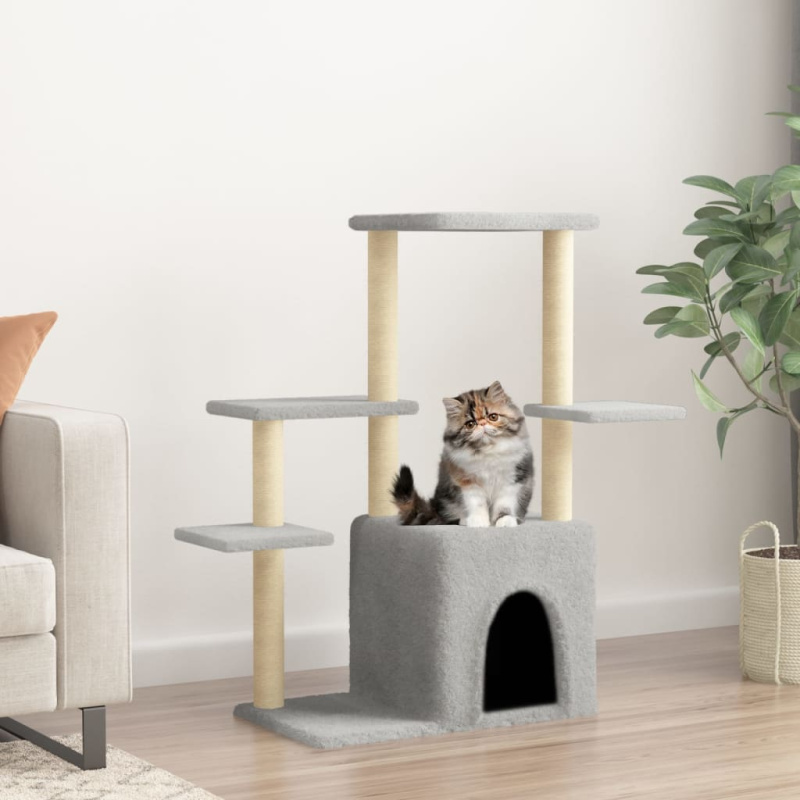 Škrabadlo Pro Kočky Se Sisalovými Sloupky Světle Šedé 97,5 Cm - Světle šedá