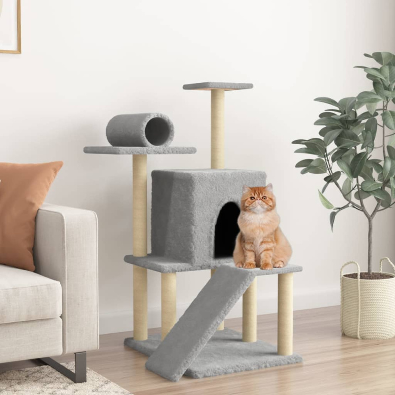 Škrabadlo Pro Kočky Se Sisalovými Sloupky Světle Šedé 110,5 Cm - Krémová