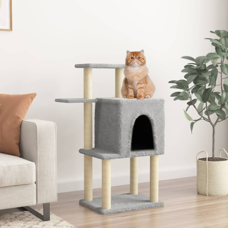 Škrabadlo Pro Kočky Se Sisalovými Sloupky Světle Šedé 97 Cm - Tmavě šedá