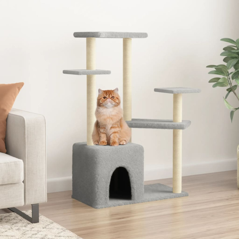 Škrabadlo Pro Kočky Se Sisalovými Sloupky Světle Šedé 107,5 Cm - Krémová