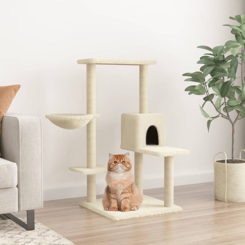 Škrabadlo Pro Kočky Se Sisalovými Sloupky Krémové 95 Cm - Světle šedá