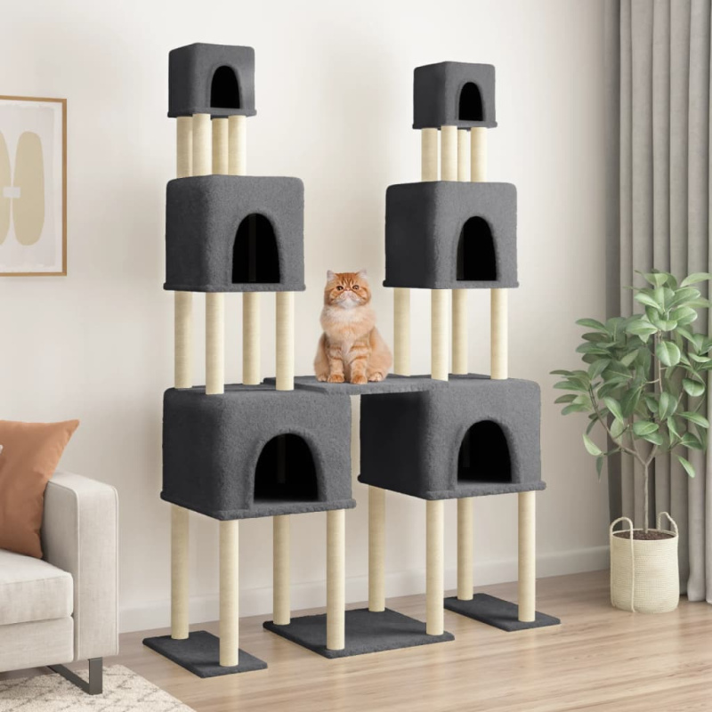 Škrabadlo Pro Kočky Se Sisalovými Sloupky Tmavě Šedé 199 Cm - Světle šedá