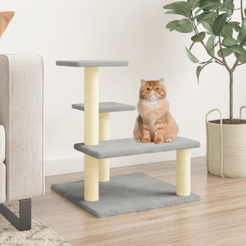 Škrabadlo Pro Kočky Se Sisalovými Sloupky Světle Šedé 61 Cm - Světle šedá