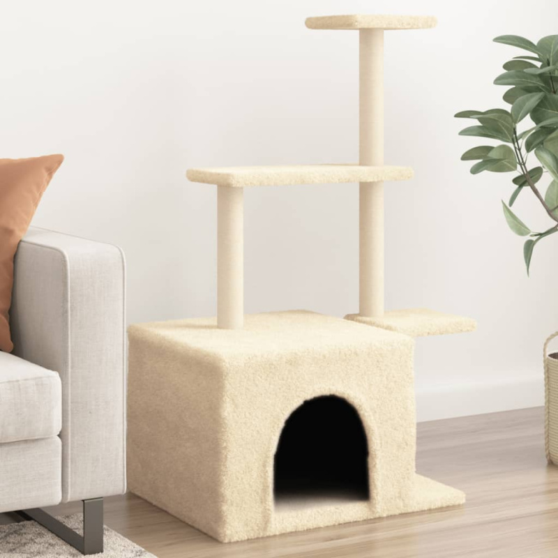 Škrabadlo Pro Kočky Se Sisalovými Sloupky Krémové 110 Cm - Tmavě šedá