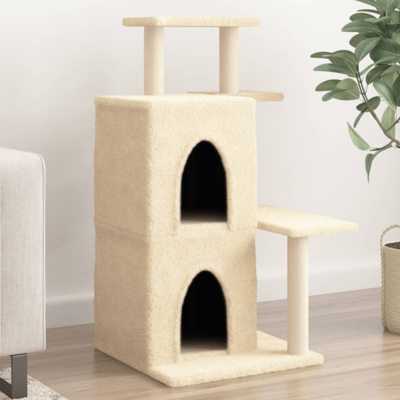 Škrabadlo Pro Kočky Se Sisalovými Sloupky Krémové 97 Cm - Krémová