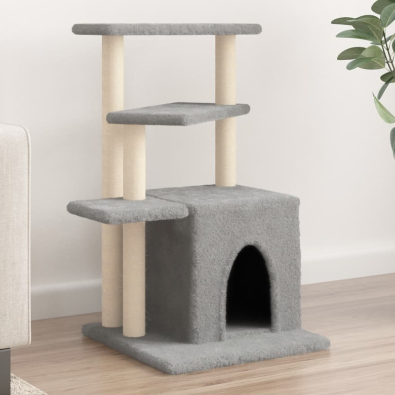 Škrabadlo Pro Kočky Se Sisalovými Sloupky Světle Šedé 83,5 Cm - Tmavě šedá