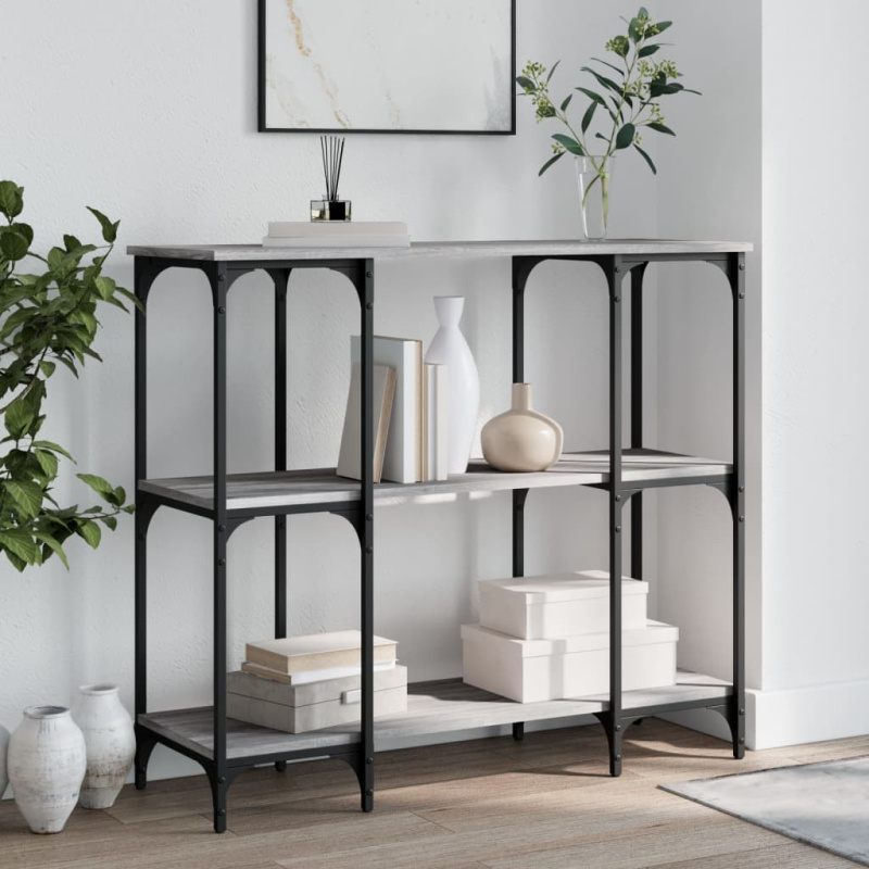 Konzolový Stolek Šedý Sonoma 102 X 35 X 90 Cm Kompozitní Dřevo - Černá