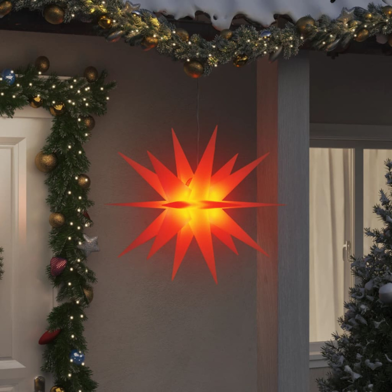 Svítící vánoční hvězda s LED skládací červená 100 cm