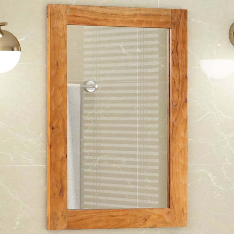 Koupelnové Zrcadlo 50 X 70 X 2,5 Cm Masivní Akácie A Sklo - Černá