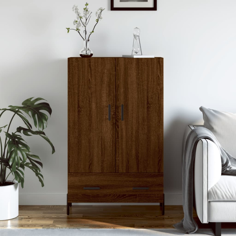 Skříň Highboard 69,5 X 31 X 115 Cm Kompozitní Dřevo - Bílá s vysokým leskem