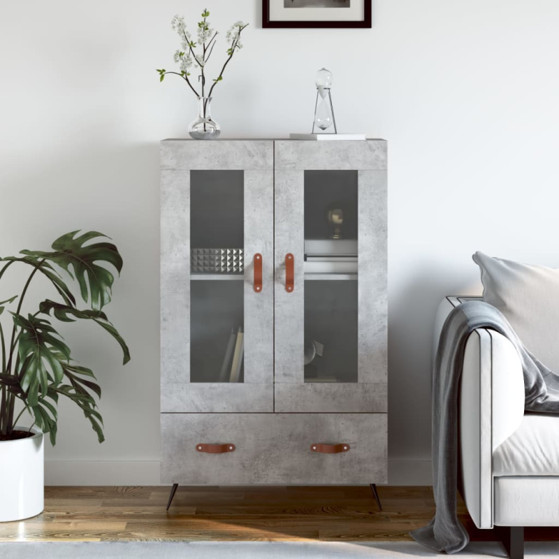 Skříň Highboard Betonově Šedá 69,5X31X115 Cm Kompozitní Dřevo - Bílá