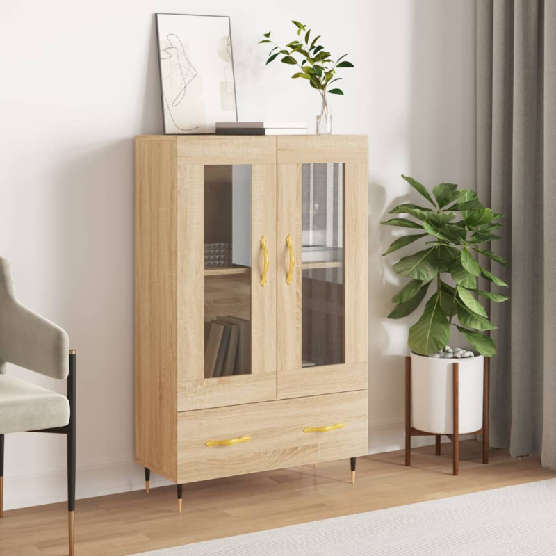 Skříň Highboard 69,5 X 31 X 115 Cm Kompozitní Dřevo - Bílá s vysokým leskem