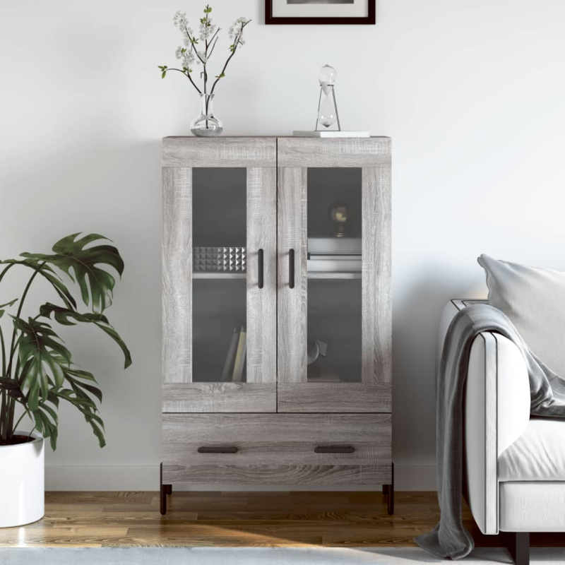 Skříň highboard šedá sonoma 69,5 x 31 x 115 cm kompozitní dřevo - Kouřový dub