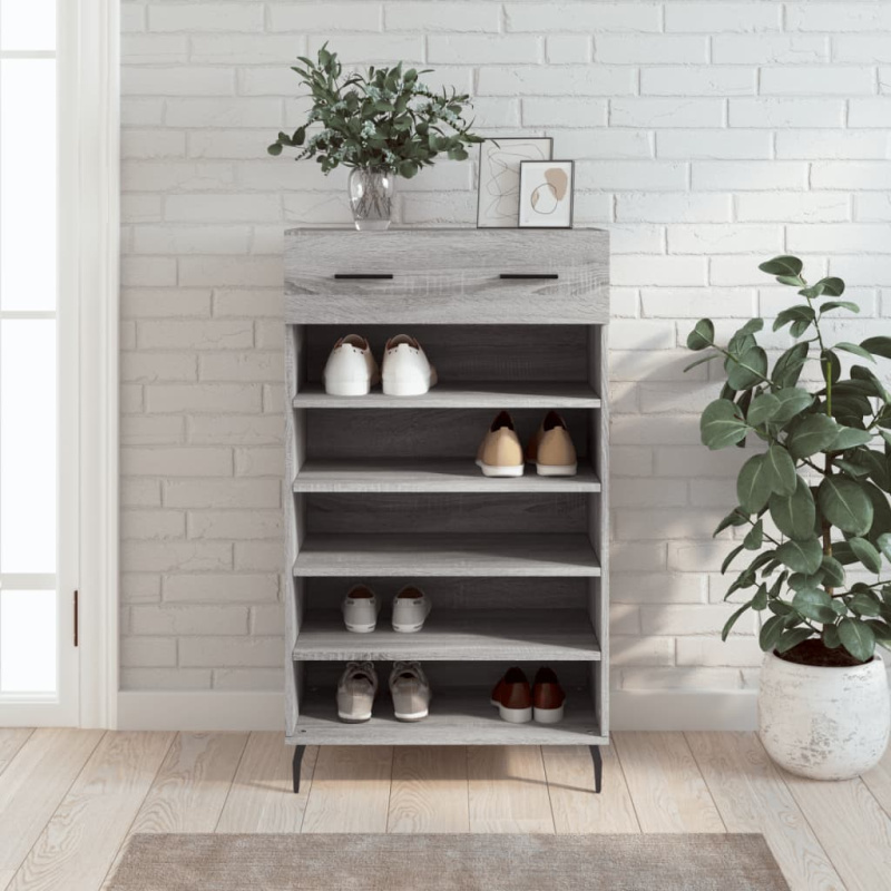 Botník Šedý Sonoma 60 X 35 X 105 Cm Kompozitní Dřevo - Bílá s vysokým leskem