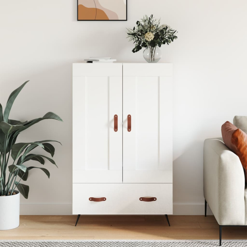 Skříň Highboard Lesklá Bílá 69,5 X 31 X 115 Cm Kompozitní Dřevo - Bílá