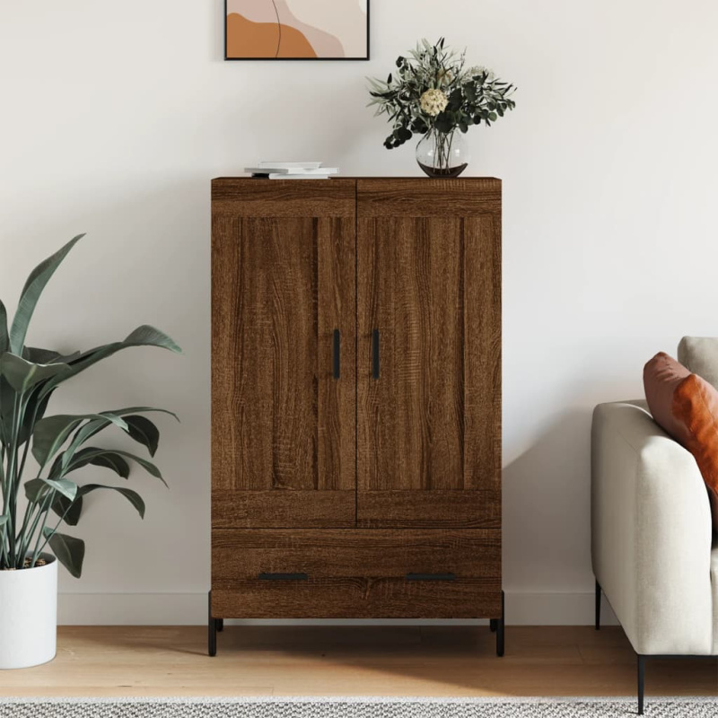 Skříň Highboard 69,5 X 31 X 115 Cm Kompozitní Dřevo - Bílá s vysokým leskem