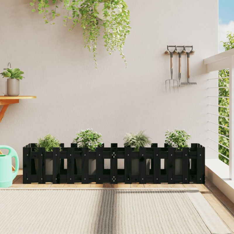 Vyvýšený Záhon Plotový Design Masiv Borovice - Bílá borovice / 150 x 50 x 70 cm