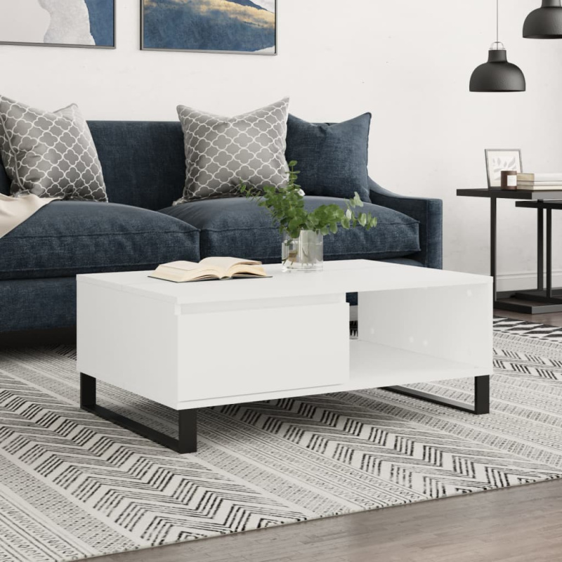 Konferenční stolek bílý 90 x 60 x 35 cm kompozitní dřevo - Bílá