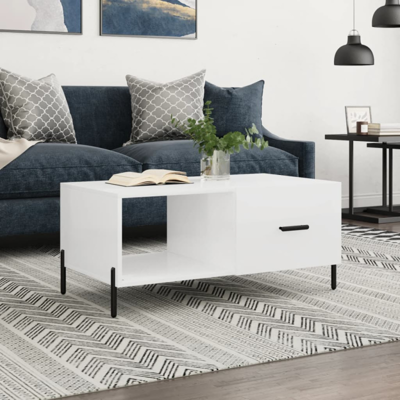 Konferenční Stolek Lesklý Bílý 90 X 50 X 40 Cm Kompozitní Dřevo - Betonová šedá