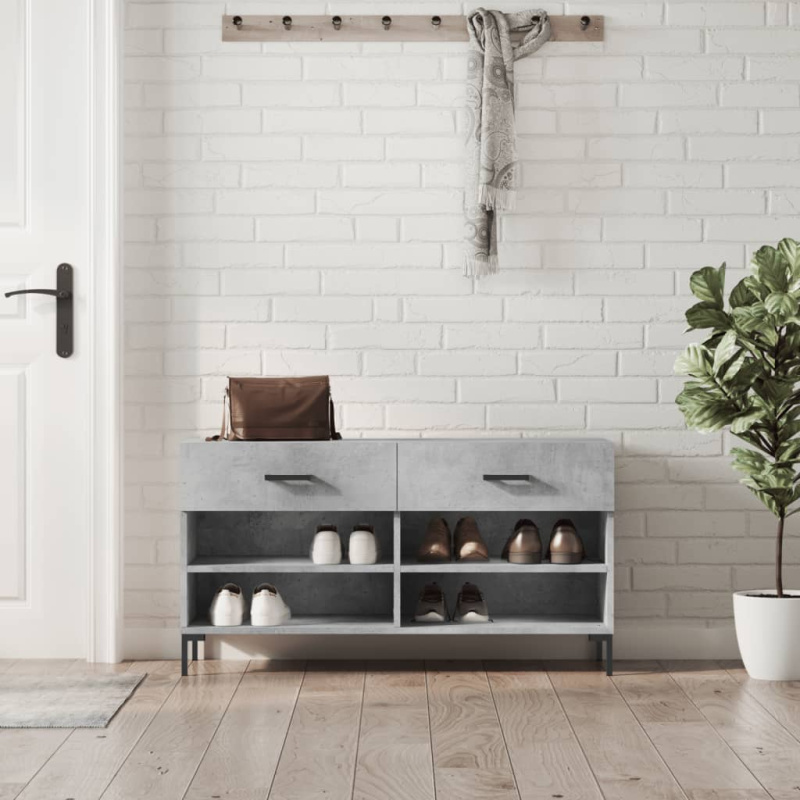 Botník Betonově Šedý 102 X 35 X 55 Cm Kompozitní Dřevo - Hnědý dub