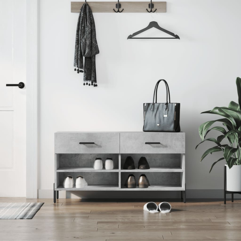 Botník Betonově Šedý 102 X 35 X 55 Cm Kompozitní Dřevo - Kouřový dub