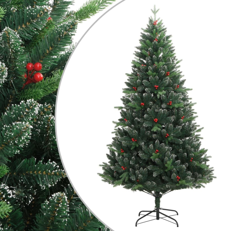 Umělý sklápěcí vánoční stromek s červenými bobulemi 240 cm