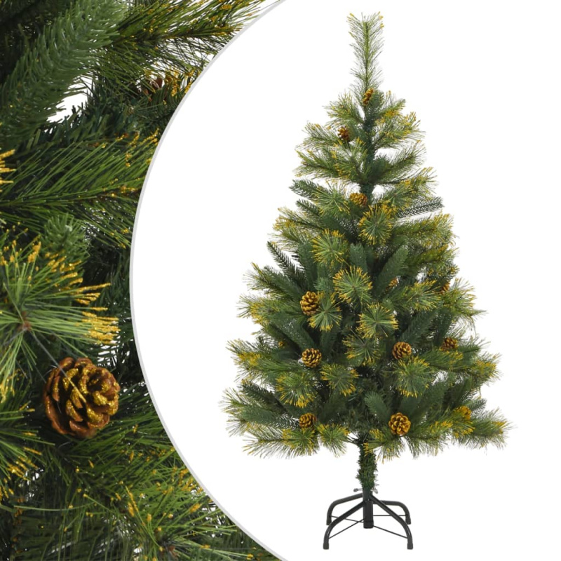 Umělý sklápěcí vánoční stromek s šiškami 120 cm