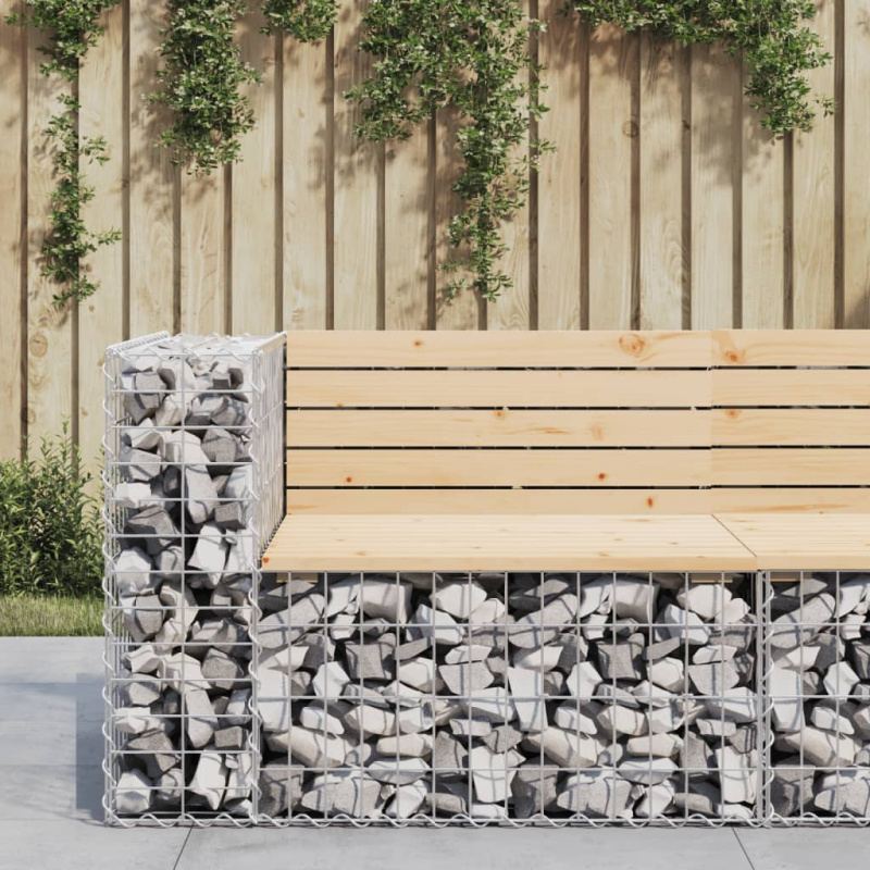 Zahradní Lavice Gabionový Design 92X71X65,5 Cm Masivní Borovice - Přírodní borovice / 103 x 70 x 65 cm