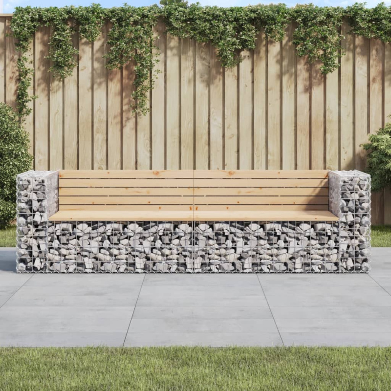 Zahradní Lavice Gabionový Design 244X71X65,5Cm Masivní Borovice - Tmavě hnědá