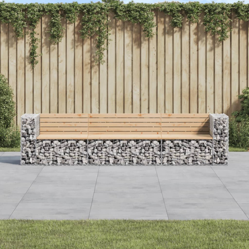 Zahradní Lavice Gabionový Design 287X71X65,5Cm Masivní Borovice - Přírodní douglaska
