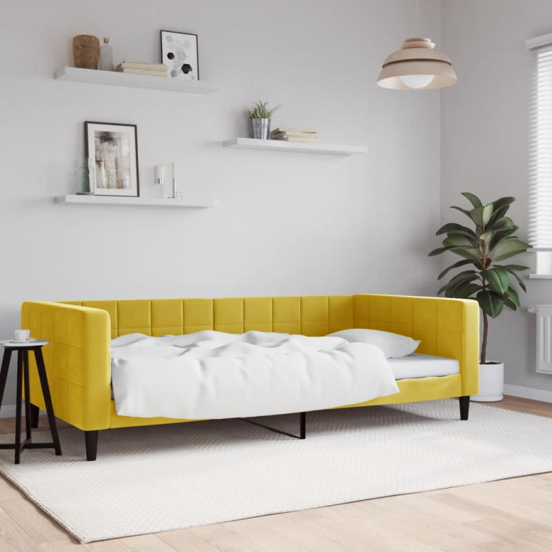 Válenda Žlutá Samet Žlutá - s přistýlkou a zásuvkou a matrací / 90 x 200 cm