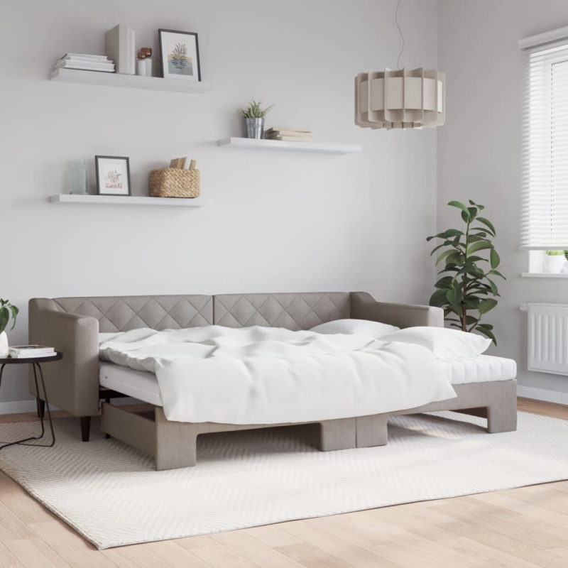 Válenda S Přistýlkou Textil Taupe - s přistýlkou a zásuvkou / 100 x 200 cm