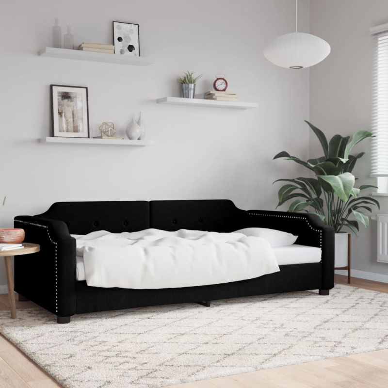 Válenda s přistýlkou černá 100 x 200 cm textil