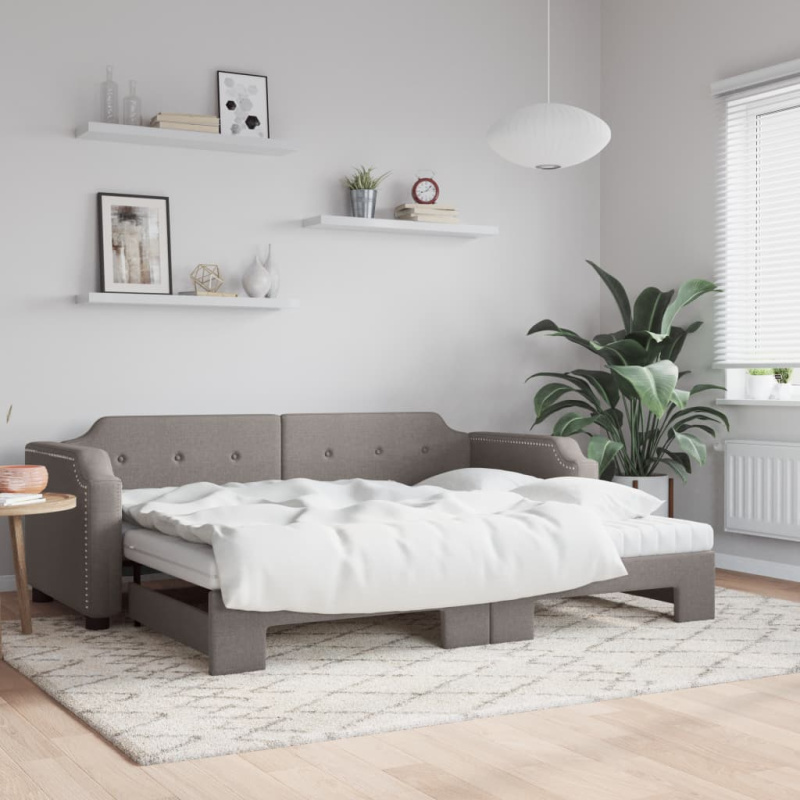 Válenda S Přistýlkou A Matracemi Textil Taupe - s přistýlkou a zásuvkou / 80 x 200 cm